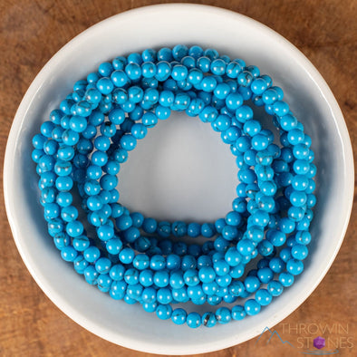 Turquoise HOWLITE Crystal Bracelet - Round Beads - Beaded Bracelet, Handmade Jewelry, Healing Crystal Bracelet, E1990-Throwin Stones