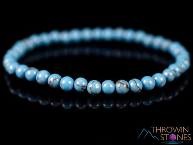 Turquoise HOWLITE Crystal Bracelet - Round Beads - Beaded Bracelet, Handmade Jewelry, Healing Crystal Bracelet, E1990-Throwin Stones