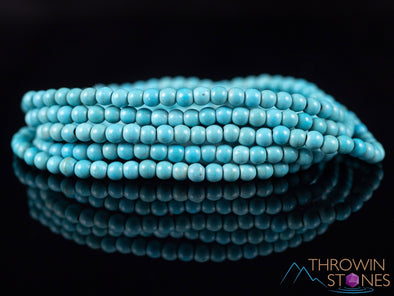 Turquoise HOWLITE Crystal Bracelet - Round Beads - Beaded Bracelet, Handmade Jewelry, Healing Crystal Bracelet, E2033-Throwin Stones