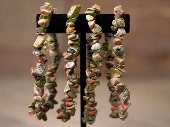 UNAKITE Crystal Bracelet - Chip Beads - Beaded Bracelet, Handmade Jewelry, Healing Crystal Bracelet, E1771-Throwin Stones