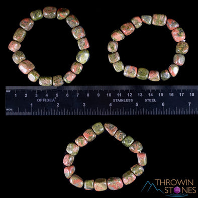 UNAKITE Crystal Bracelet - Tumbled Beads - Beaded Bracelet, Handmade Jewelry, Healing Crystal Bracelet, E0905-Throwin Stones