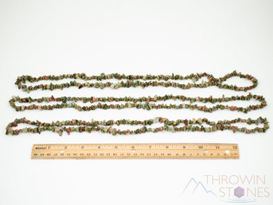 UNAKITE Crystal Necklace - Chip Beads - Long Crystal Necklace, Beaded Necklace, Handmade Jewelry, E1783-Throwin Stones