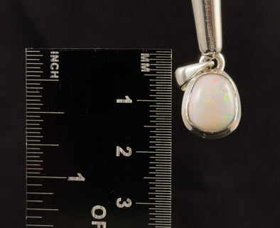 WHITE OPAL Gemstone Pendant - Australian - Authentic White Opal Crystal Cabochon Set in a Sterling Silver Open Back Bezel, 53213-Throwin Stones