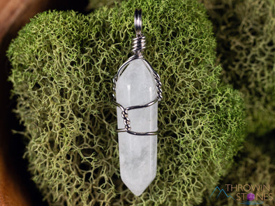 WHITE or CLEAR QUARTZ Crystal Points Pendant - Wire Wrapped Crystal Necklace, Handmade Jewelry, Healing Crystals and Stones, E0140-Throwin Stones