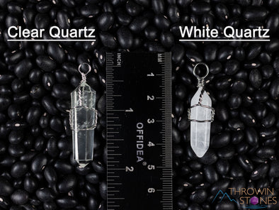 WHITE or CLEAR QUARTZ Point Pendant - Wire Wrapped Crystal Necklace, Metaphysical Healing Stone Jewelry, E0140-Throwin Stones