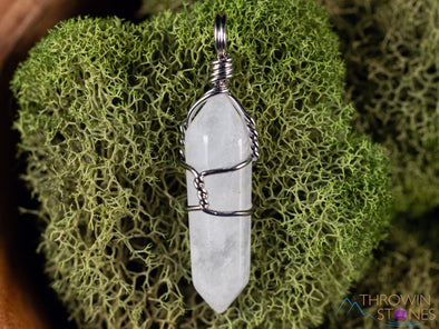 WHITE or CLEAR QUARTZ Point Pendant - Wire Wrapped Crystal Necklace, Metaphysical Healing Stone Jewelry, E0140-Throwin Stones