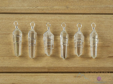 WHITE or CLEAR QUARTZ Point Pendant - Wire Wrapped Crystal Necklace, Metaphysical Healing Stone Jewelry, E0140-Throwin Stones