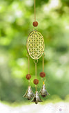 WIND CHIME - Flower of Life, RUDRAKSHA Beads, Gold, Bells - Windchimes for Outdoors, Home Decor, E0494-Throwin Stones