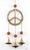 WIND CHIME - Peace Sign, RUDRAKSHA Beads, Gold, Bells - Windchime for Outdoors, Home Decor, E1103-Throwin Stones