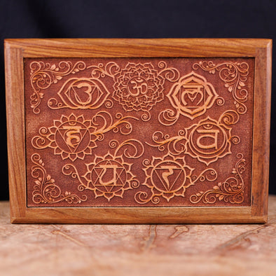 WOODEN Box with Lid - Chakra Symbols - Jewelry Box, Wood Box, Unique Gift, E2071-Throwin Stones