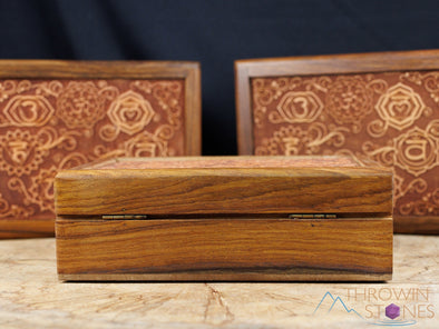 WOODEN Box with Lid - Chakra Symbols - Jewelry Box, Wood Box, Unique Gift, E2071-Throwin Stones