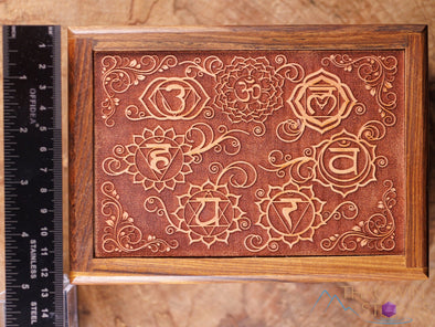 WOODEN Box with Lid - Chakra Symbols - Jewelry Box, Wood Box, Unique Gift, E2071-Throwin Stones