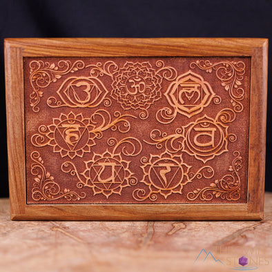 WOODEN Box with Lid - Chakra Symbols - Jewelry Box, Wood Box, Unique Gift, E2071-Throwin Stones