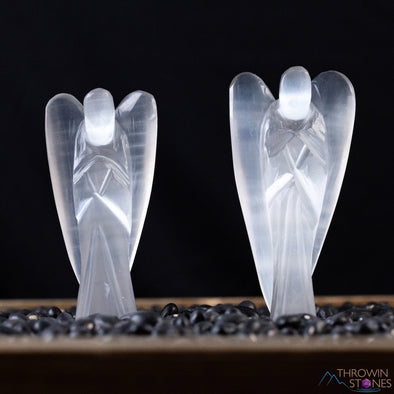 White SELENITE Crystal Angel - Guardian Angel Figurines, Home Decor, Healing Crystals and Stones, E2180-Throwin Stones