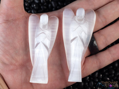 White SELENITE Crystal Angel - Guardian Angel Figurines, Home Decor, Healing Crystals and Stones, E2180-Throwin Stones