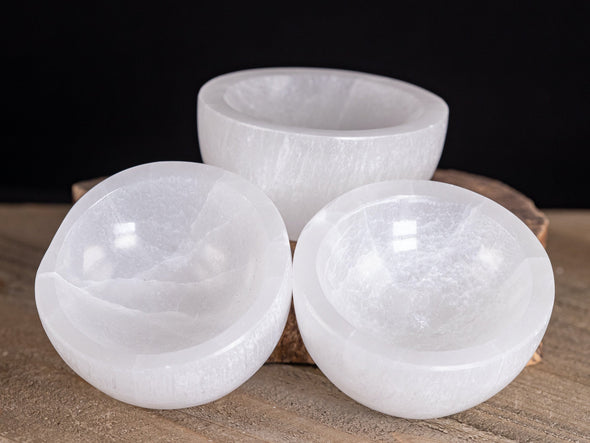 White SELENITE Crystal Bowl - Selenite Charging Bowl, Bowl for Crystals, Jewelry Dish, E1727-Throwin Stones