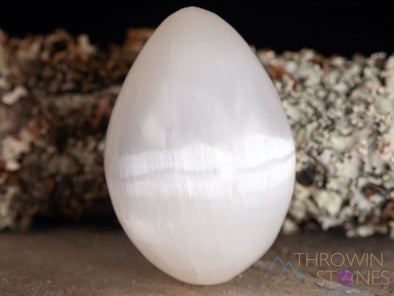White SELENITE Crystal Egg - Palm Stone, Self Care, Healing Crystals and Stones, E1721-Throwin Stones