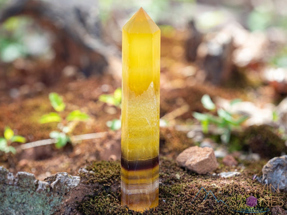 Yellow FLUORITE Crystal Tower - Crystal Wand, Crystal Points, Obelisk, Home Decor, 39926-Throwin Stones