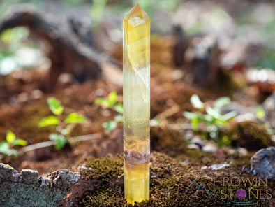 Yellow FLUORITE Crystal Tower - Crystal Wand, Crystal Points, Obelisk, Home Decor, 39928-Throwin Stones