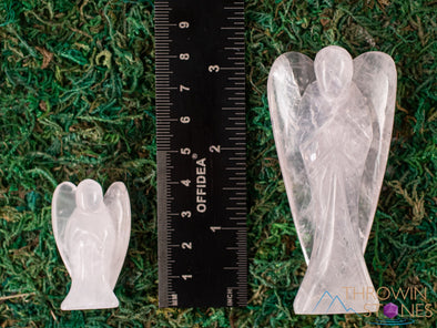 ROSE QUARTZ Crystal Angel - Crystal Carving, Angel Figurines, Home Decor, Healing Crystals and Stones, E1552-Throwin Stones