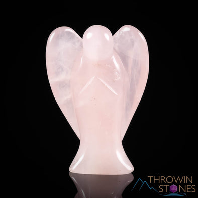 ROSE QUARTZ Crystal Angel - Crystal Carving, Angel Figurines, Home Decor, Healing Crystals and Stones, E1552-Throwin Stones