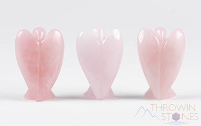 ROSE QUARTZ Crystal Angel - Crystal Carving, Angel Figurines, Home Decor, Healing Crystals and Stones, E1552-Throwin Stones