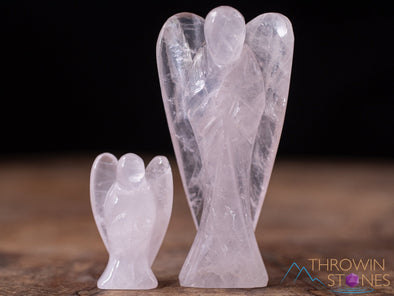 ROSE QUARTZ Crystal Angel - Crystal Carving, Angel Figurines, Home Decor, Healing Crystals and Stones, E1552-Throwin Stones