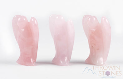 ROSE QUARTZ Crystal Angel - Crystal Carving, Angel Figurines, Home Decor, Healing Crystals and Stones, E1552-Throwin Stones
