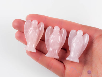 ROSE QUARTZ Crystal Angel - Crystal Carving, Angel Figurines, Home Decor, Healing Crystals and Stones, E1552-Throwin Stones