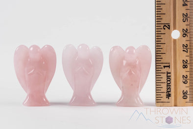 ROSE QUARTZ Crystal Angel - Crystal Carving, Angel Figurines, Home Decor, Healing Crystals and Stones, E1552-Throwin Stones