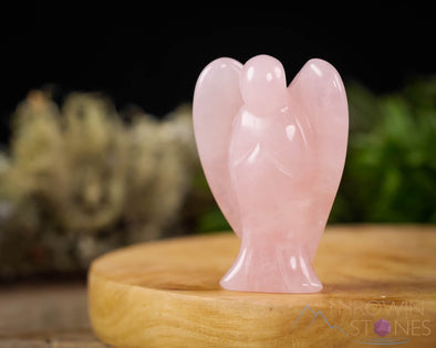 ROSE QUARTZ Crystal Angel - Crystal Carving, Angel Figurines, Home Decor, Healing Crystals and Stones, E1552-Throwin Stones