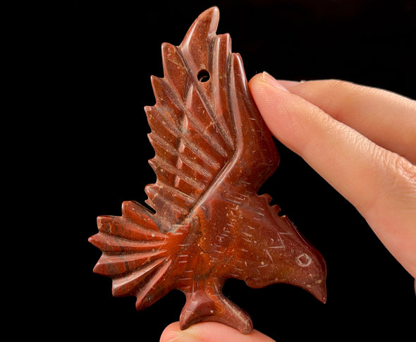 Red Jasper Carved Eagle A0069-Throwin Stones