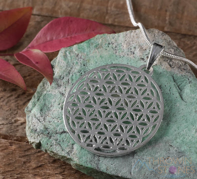 SILVER Pendant - Flower of Life, Seed of Life - Sacred Geometry, Silver Jewelry, E0468-Throwin Stones