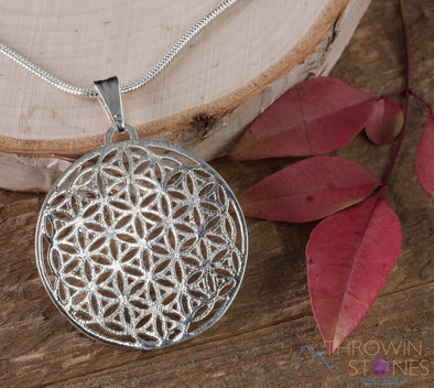 SILVER Pendant - Flower of Life, Seed of Life - Sacred Geometry, Silver Jewelry, E0468-Throwin Stones